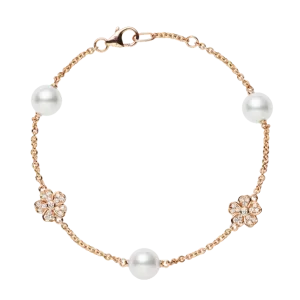 Mikimoto Floral Diamond and Pearl Bracelet
