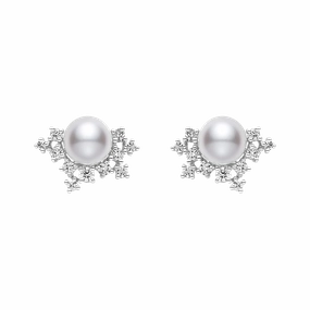 Mikimoto Pearl And Diamond Earrings