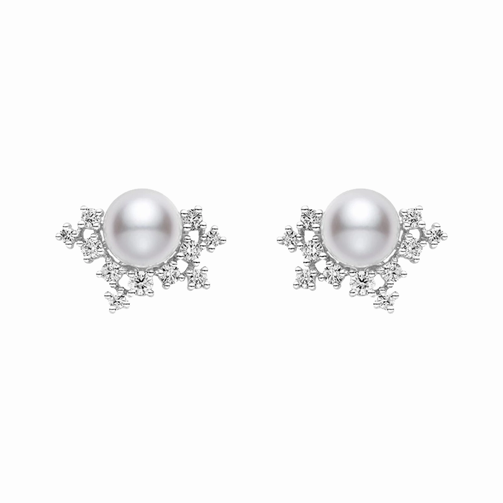 Mikimoto Pearl And Diamond Earrings
