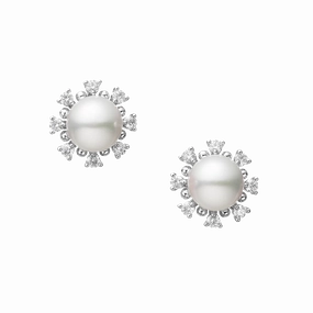 Mikimoto Pearl and Diamond Earrings
