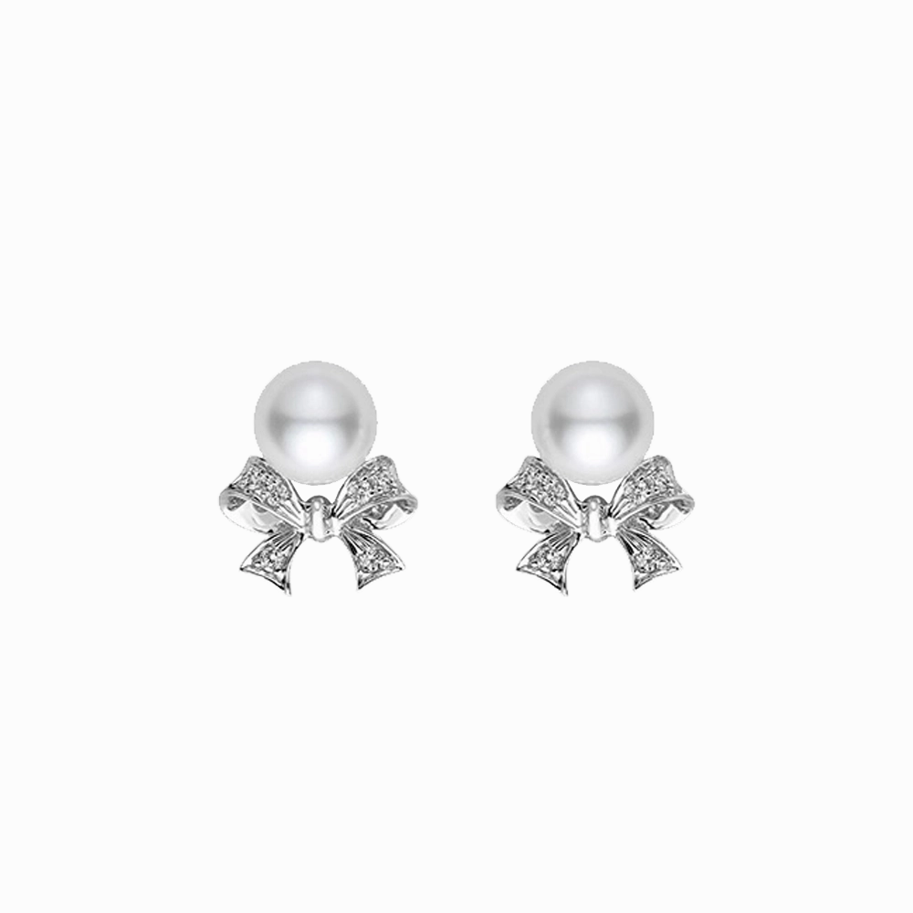 Mikimoto Pearl Bow Earrings