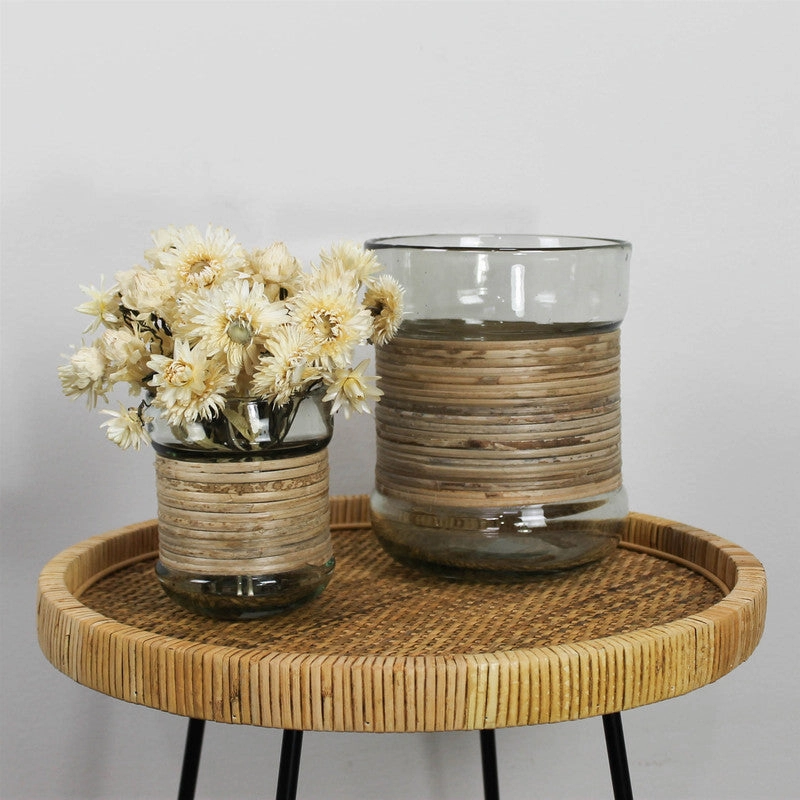 Miley Vase with Cane Wrap, Glass - Lrg