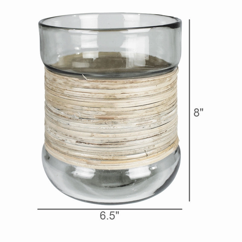 Miley Vase with Cane Wrap, Glass - Lrg
