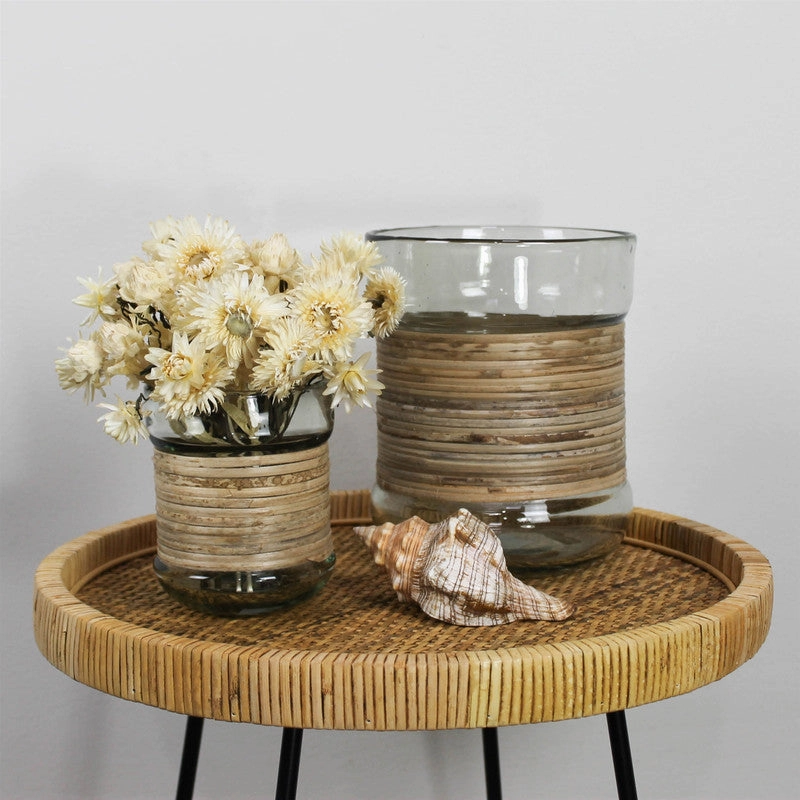 Miley Vase with Cane Wrap, Glass - Lrg