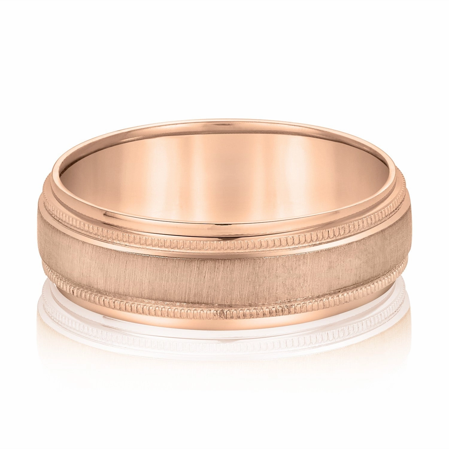 Milgrain Pattern Groove Men's Wedding Band