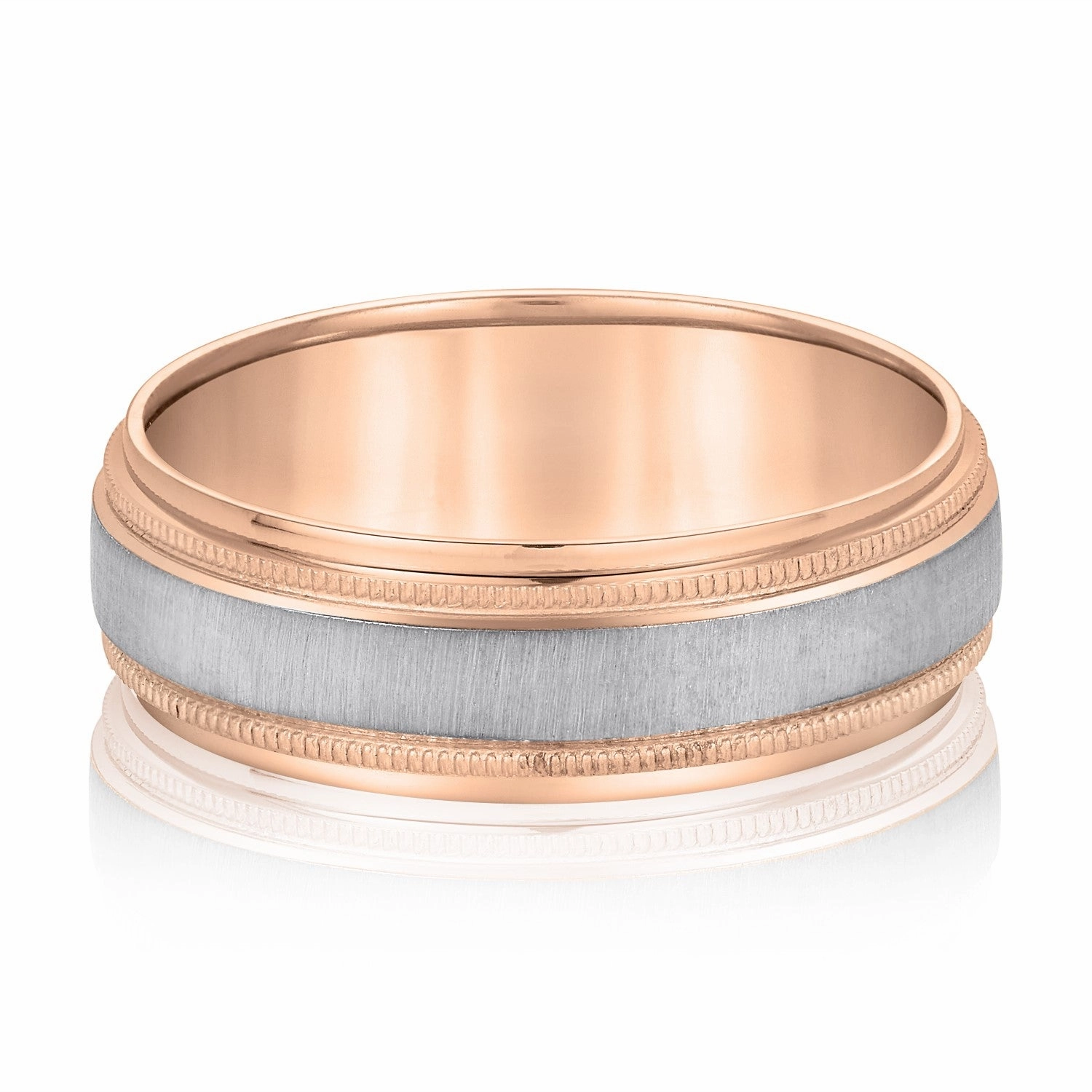 Milgrain Pattern Groove Men's Wedding Band