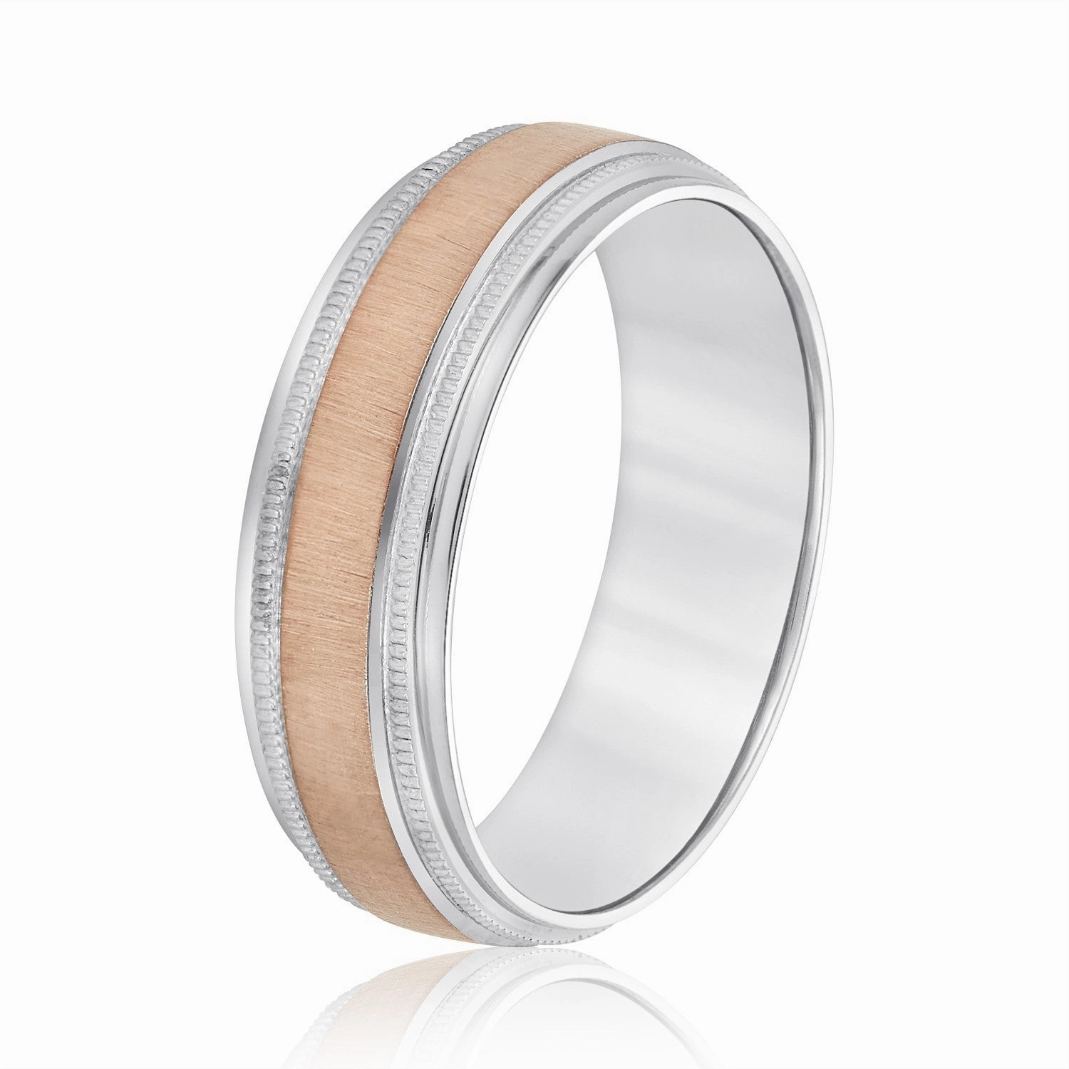 Milgrain Pattern Groove Men's Wedding Band