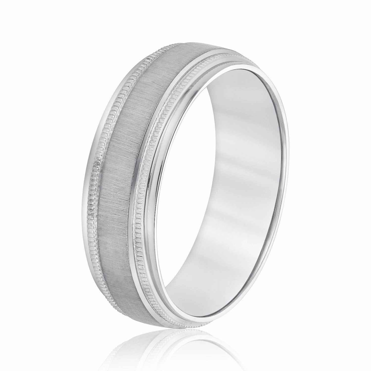 Milgrain Pattern Groove Men's Wedding Band
