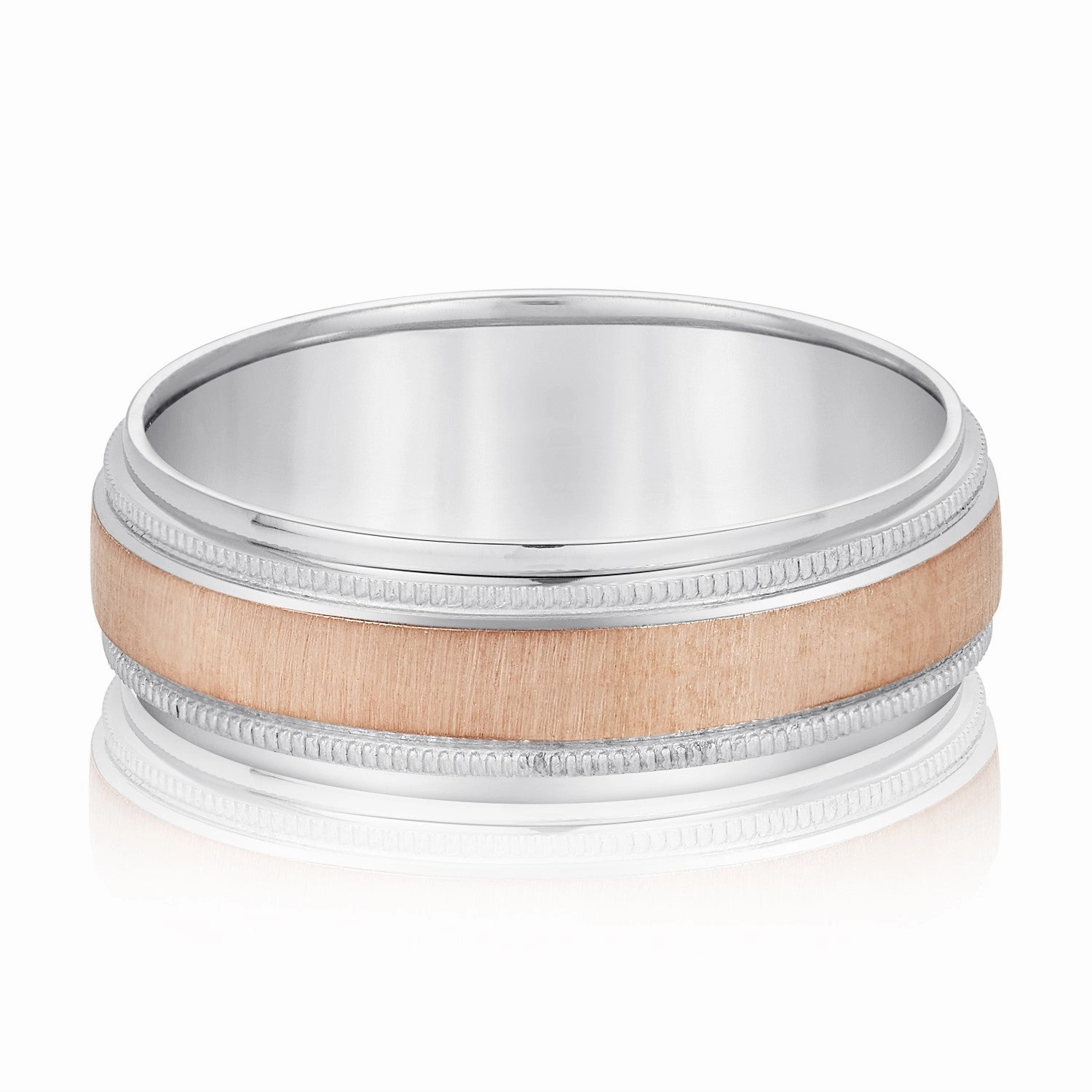 Milgrain Pattern Groove Men's Wedding Band