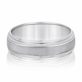 Milgrain Pattern Groove Men's Wedding Band