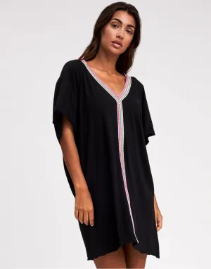 Mini Pima Abaya Dress - Black