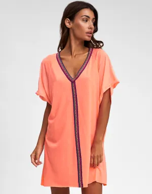 Mini Pima Abaya Dress - Coral