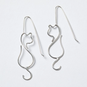 Minimalist Cat Wire Sterling Earrings