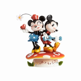 Miss Mindy Figurine Mickey & Minnie Mouse on Mushroom Decorative Mirror,Home Decor Mirror