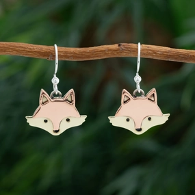 Mixed Metal Cute Foxy Face Earrings