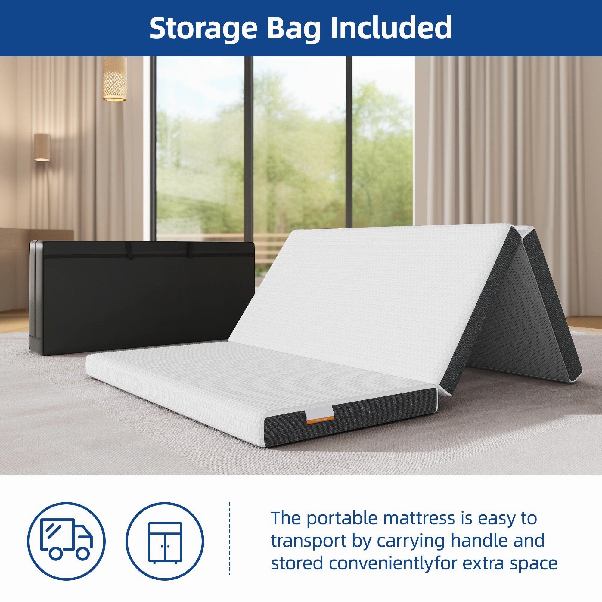 Moasis 4-inch Memory Foam Tri-fold Mattress with Cover