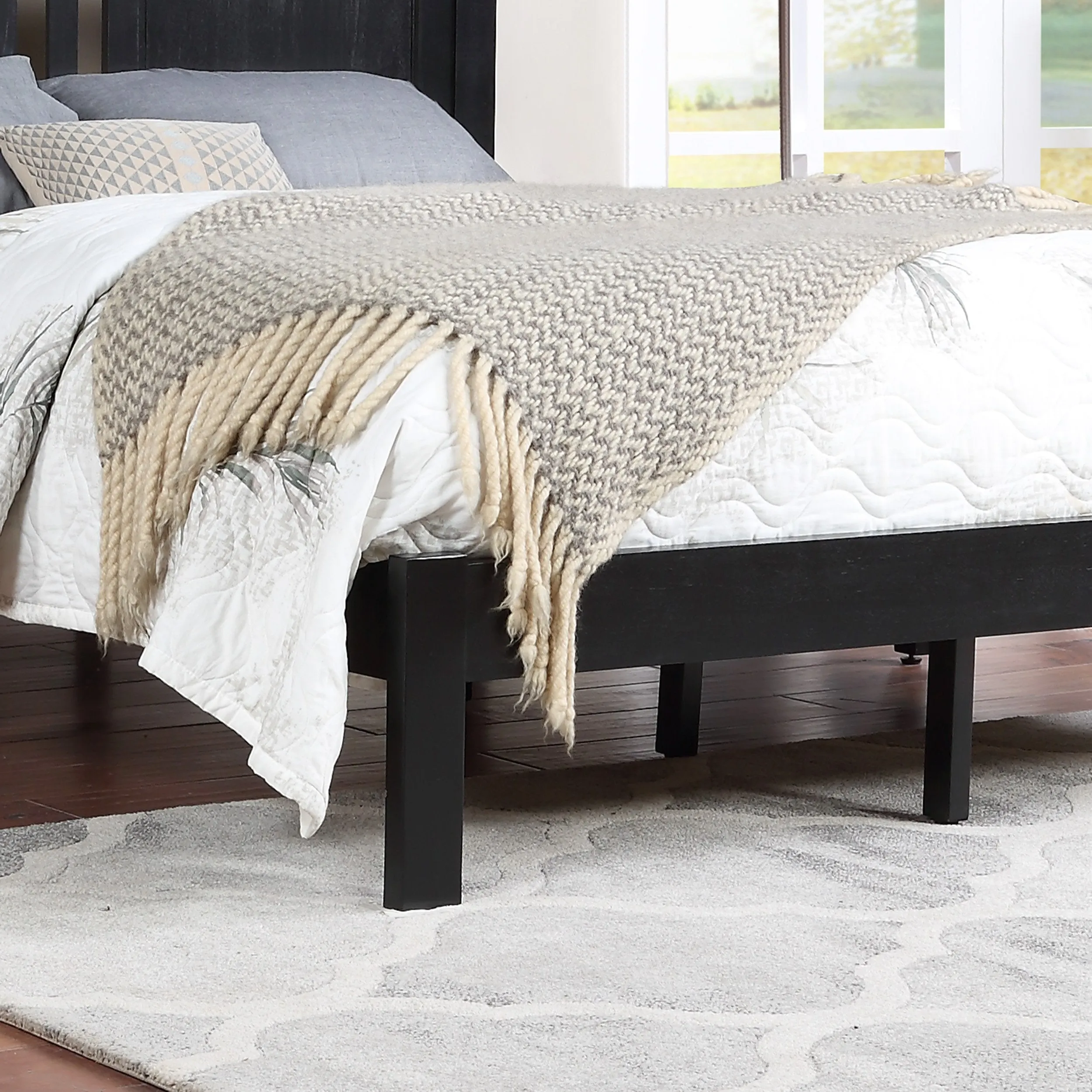 Modern Farmhouse Acacia Wood Queen Bed Platform - NH127113