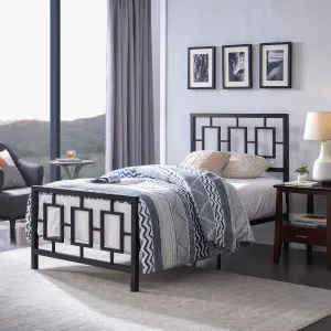 Modern Iron Twin Bed Frame - NH500113 throw blanket, decorative pillow
