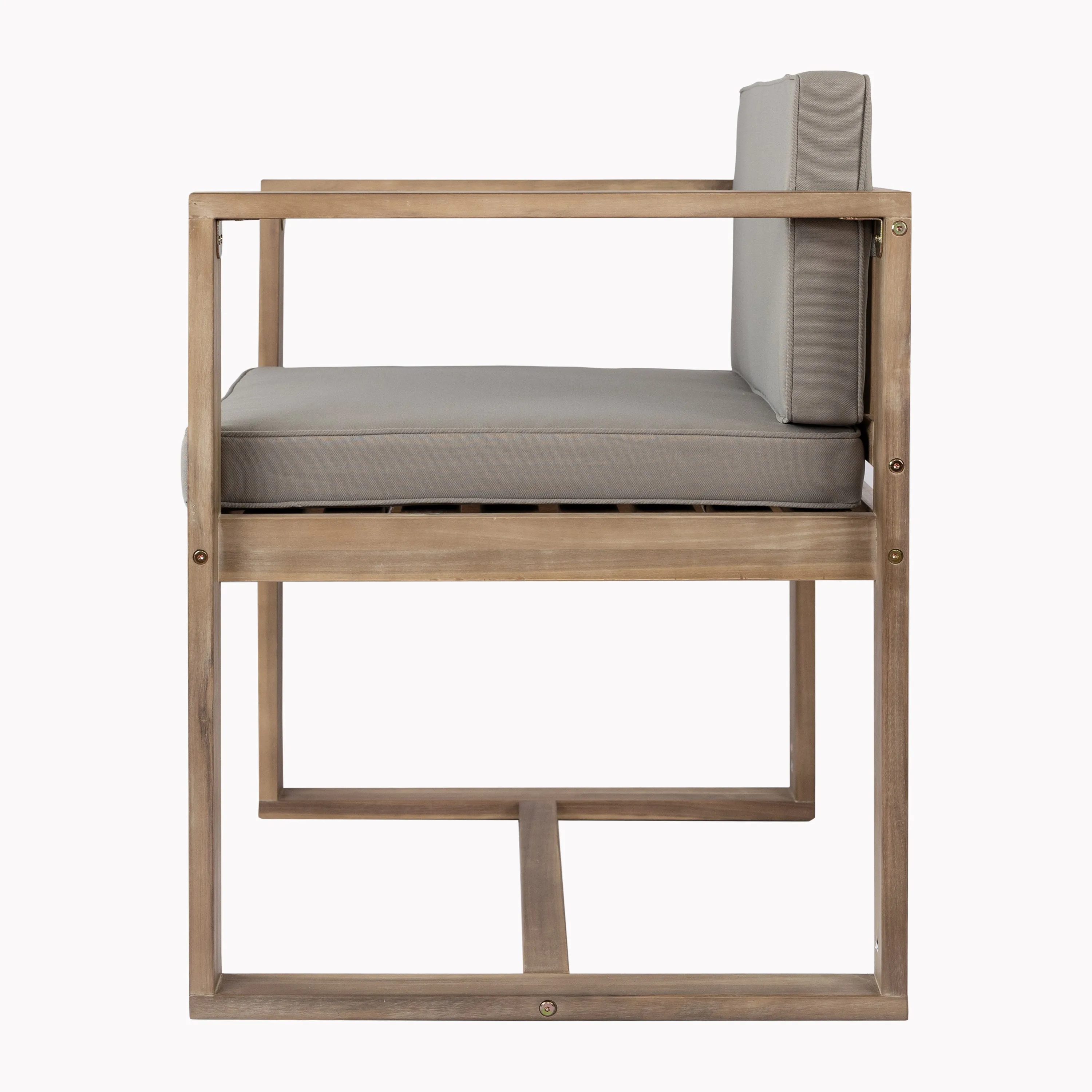 Modern Outdoor Patio Acacia Wood Dining Chairs with Cushions, Set of 2