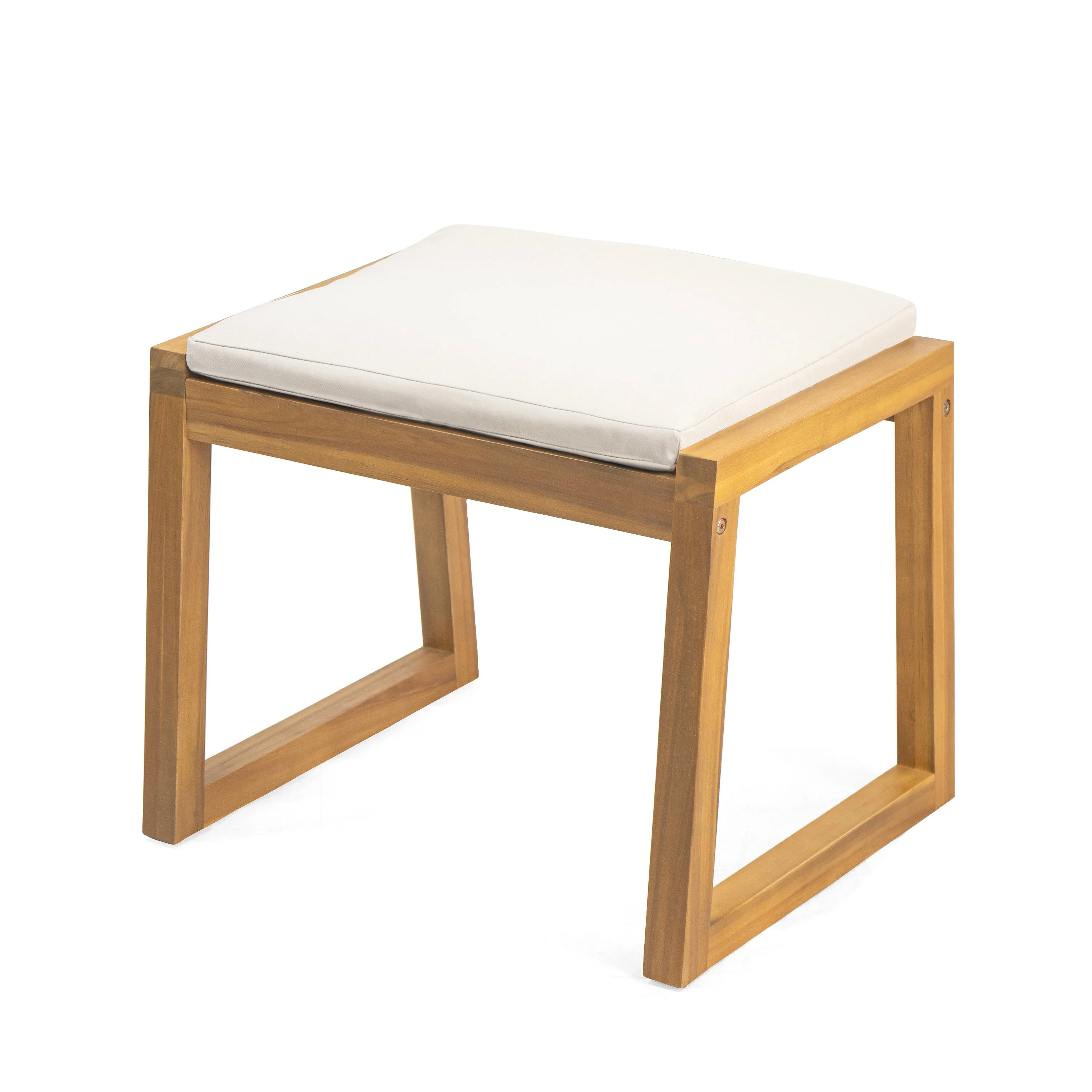 Modern Outdoor Patio Dining Stool Bench with Cushions, Set of 2