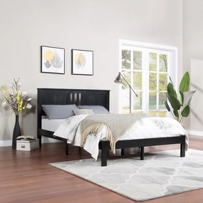 Modern Farmhouse Acacia Wood Queen Bed Platform - NH127113 throw blanket, decorative pillow