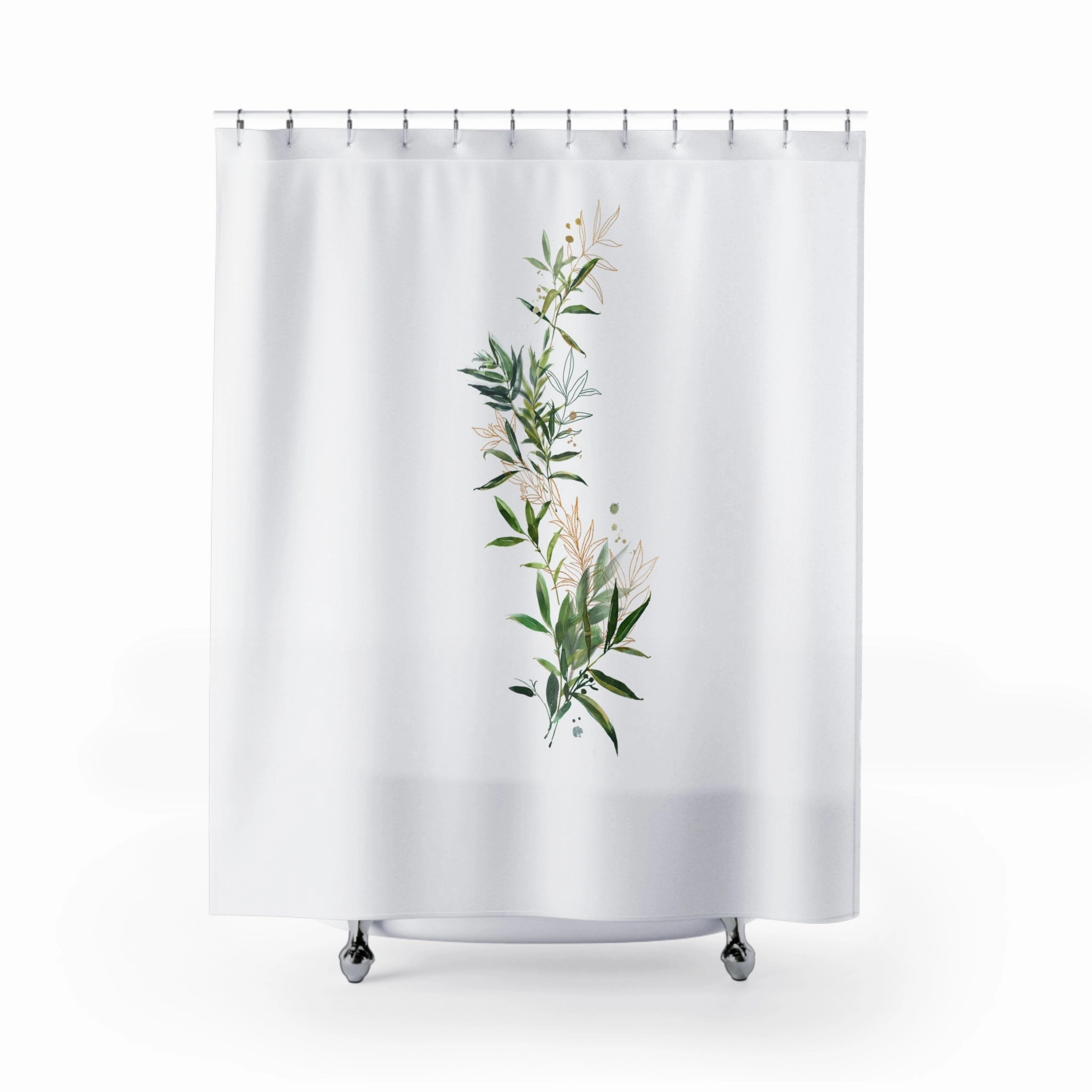 Modern Floral Shower Curtain | Sage Green Botanical Lighting,Home Lighting