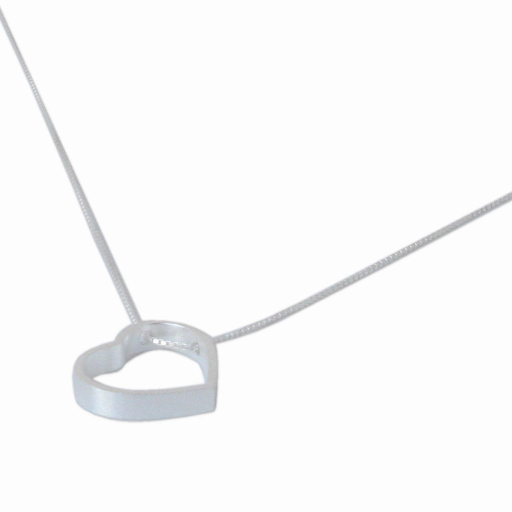 Modern Heart Sterling Silver Necklace