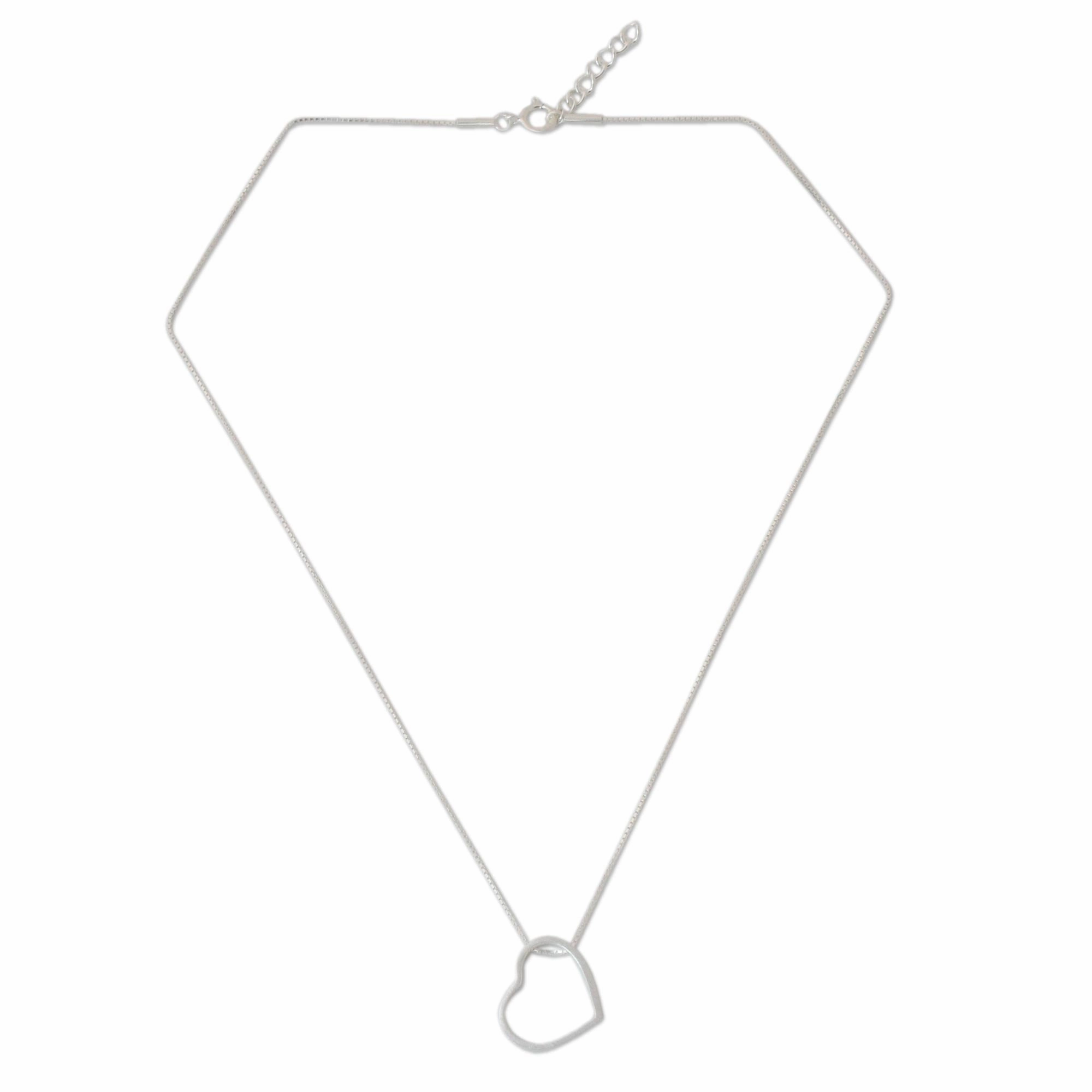 Modern Heart Sterling Silver Necklace