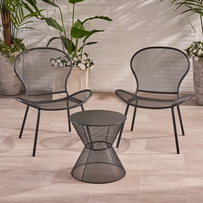 Modern Outdoor 2 Seater Iron Chat Set with Side Table - NH853013 patio chairs, outdoor seating