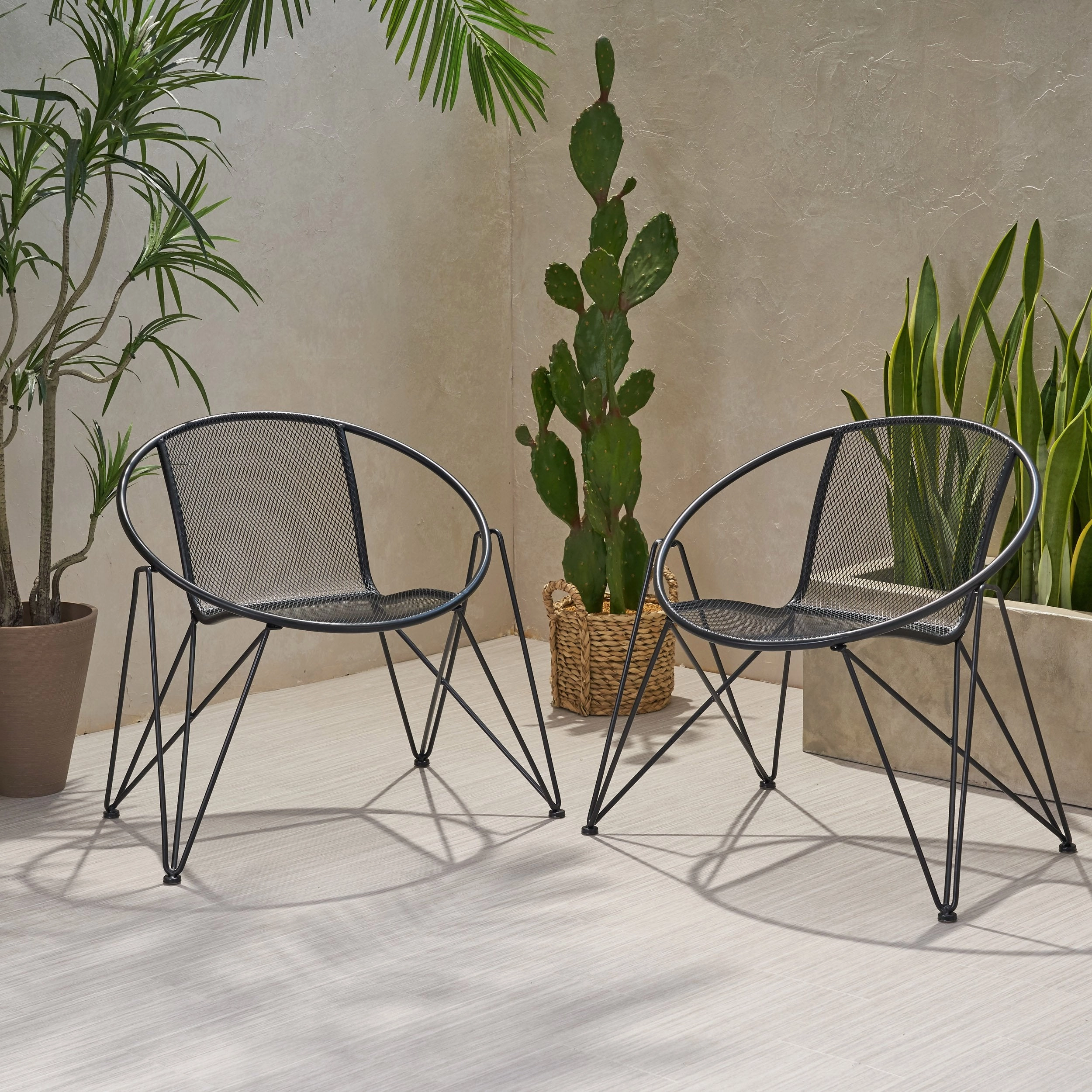 Modern Outdoor Iron Club Chair (Set of 2) - NH243013 patio chairs, outdoor seating
