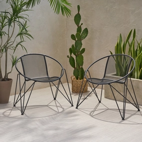 Modern Outdoor Iron Club Chair (Set of 2) - NH243013 patio chairs, outdoor seating