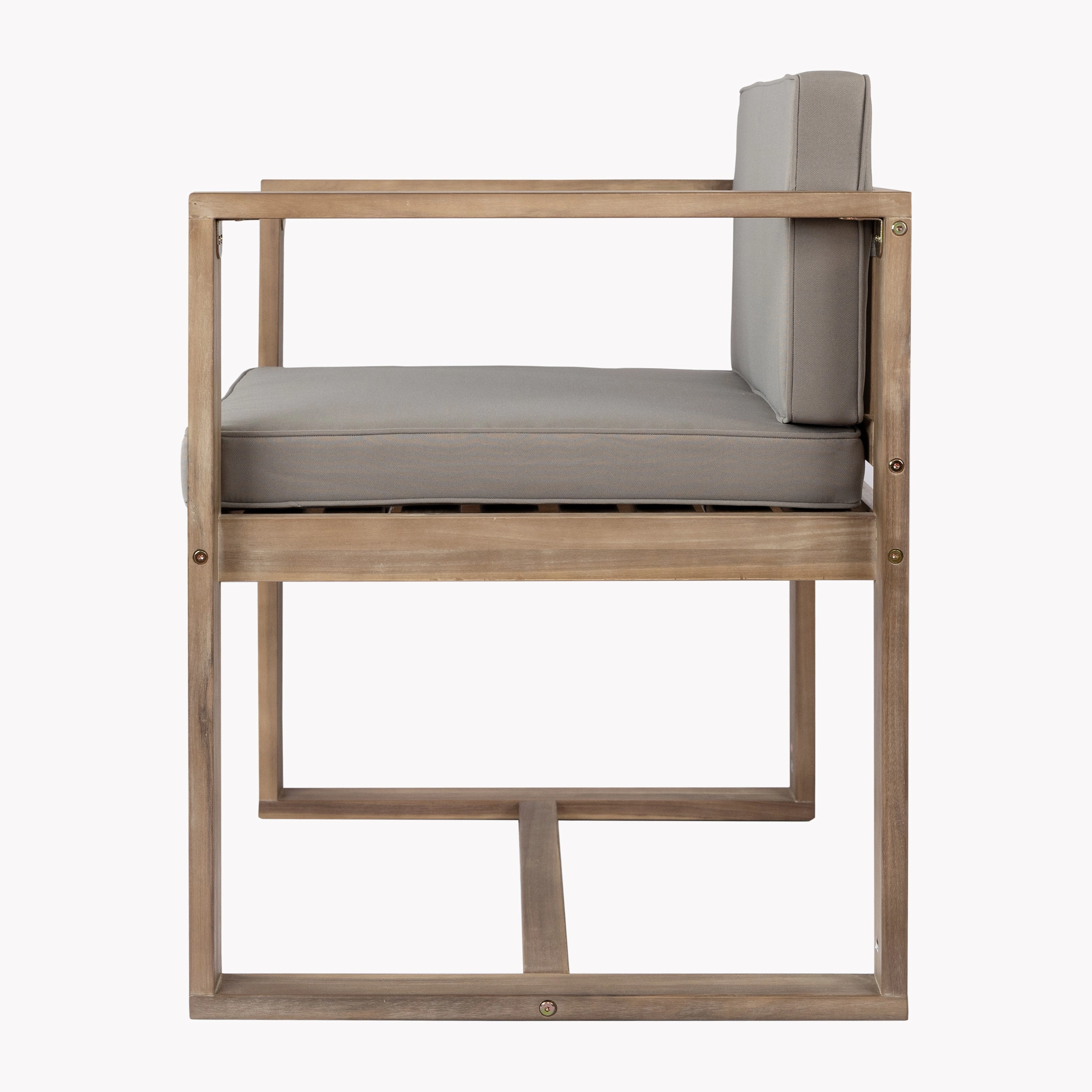 Modern Outdoor Patio Acacia Wood Dining Chairs with Cushions, Set of 2