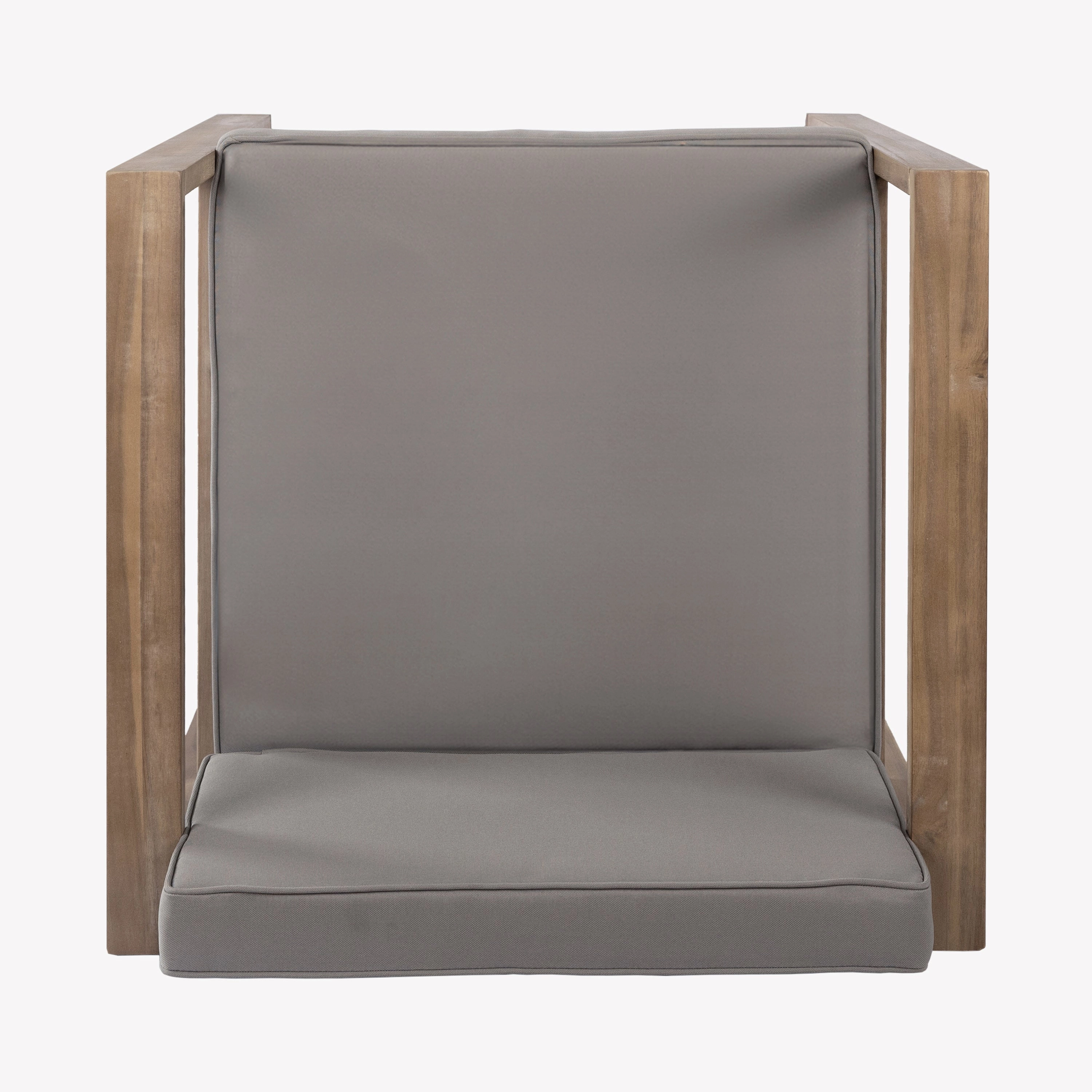 Modern Outdoor Patio Acacia Wood Dining Chairs with Cushions, Set of 2