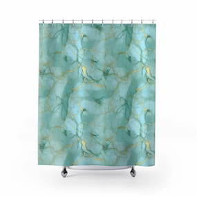 Modern Shower Curtain | Sage Mint Green Marble Print Lighting,Home Lighting