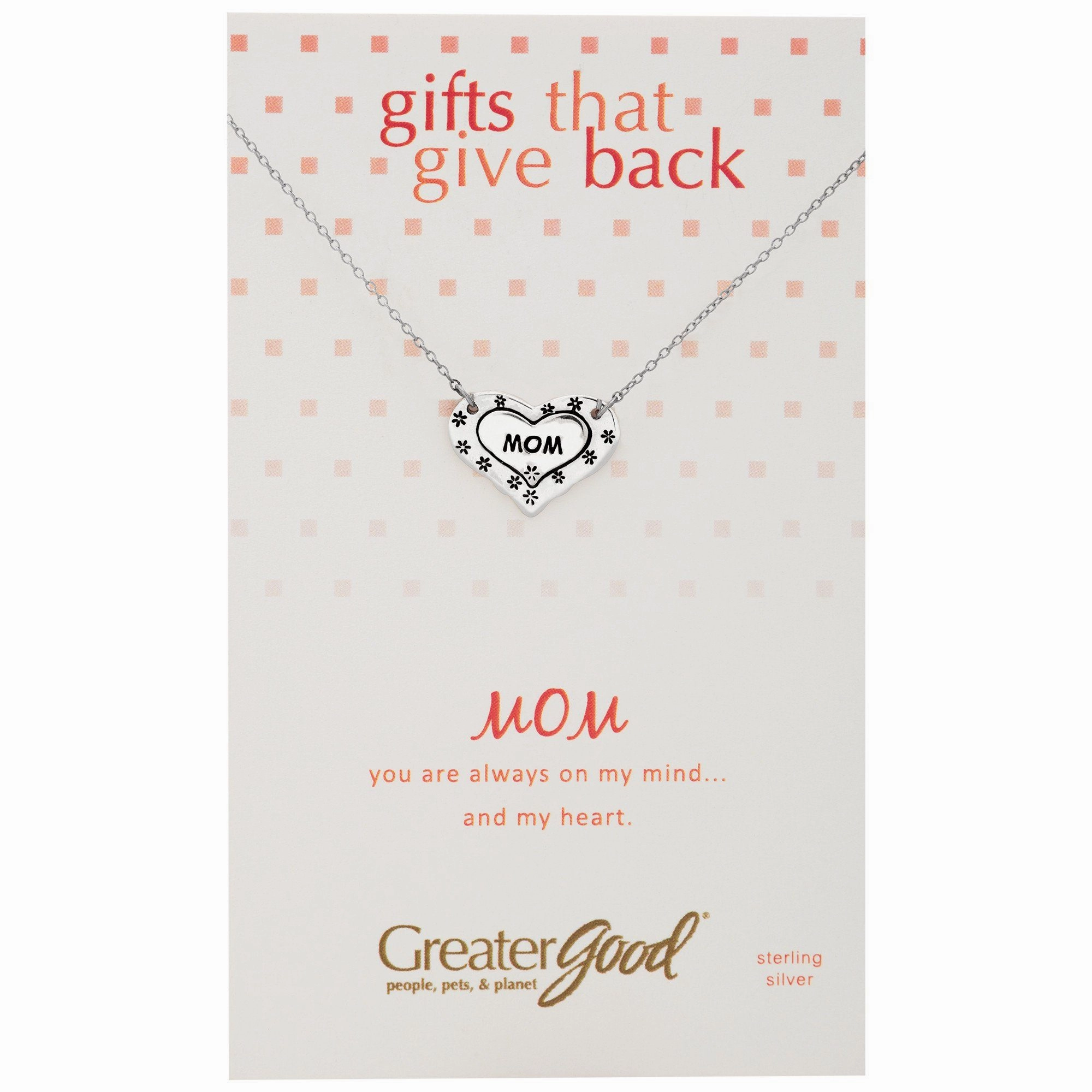 Mom Floral Heart Sterling Necklace