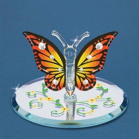 Monarch Butterfly with Crystals Glass Figurine Decorative Mirror,Home Decor Mirror