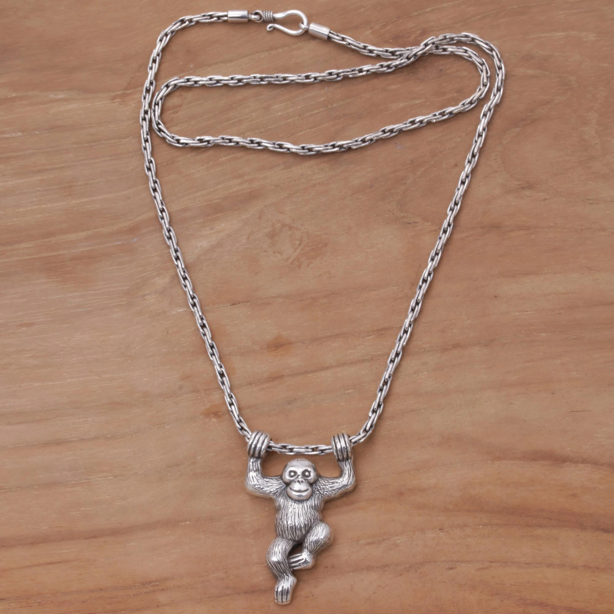 Monkey Charm Silver Pendant Necklace