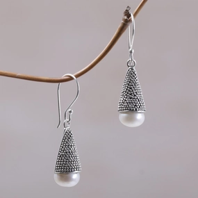 Moonlight Cones Indonesian Cultured Pearl and Sterling Silver Earrings