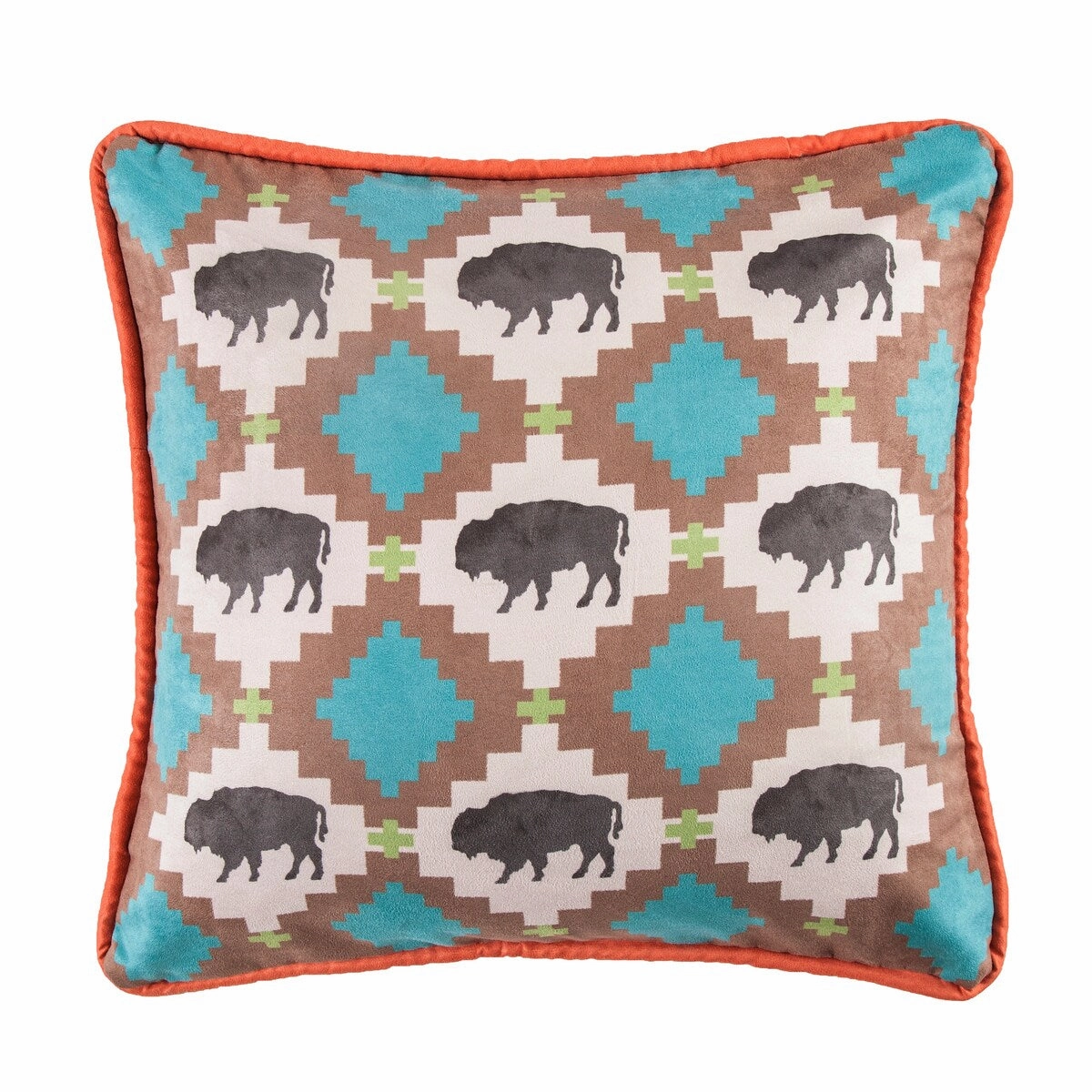 Multi Buffalo Design Pillow with Embroidery Details, 18x18 pillows,bed pillow,sleeping cushion