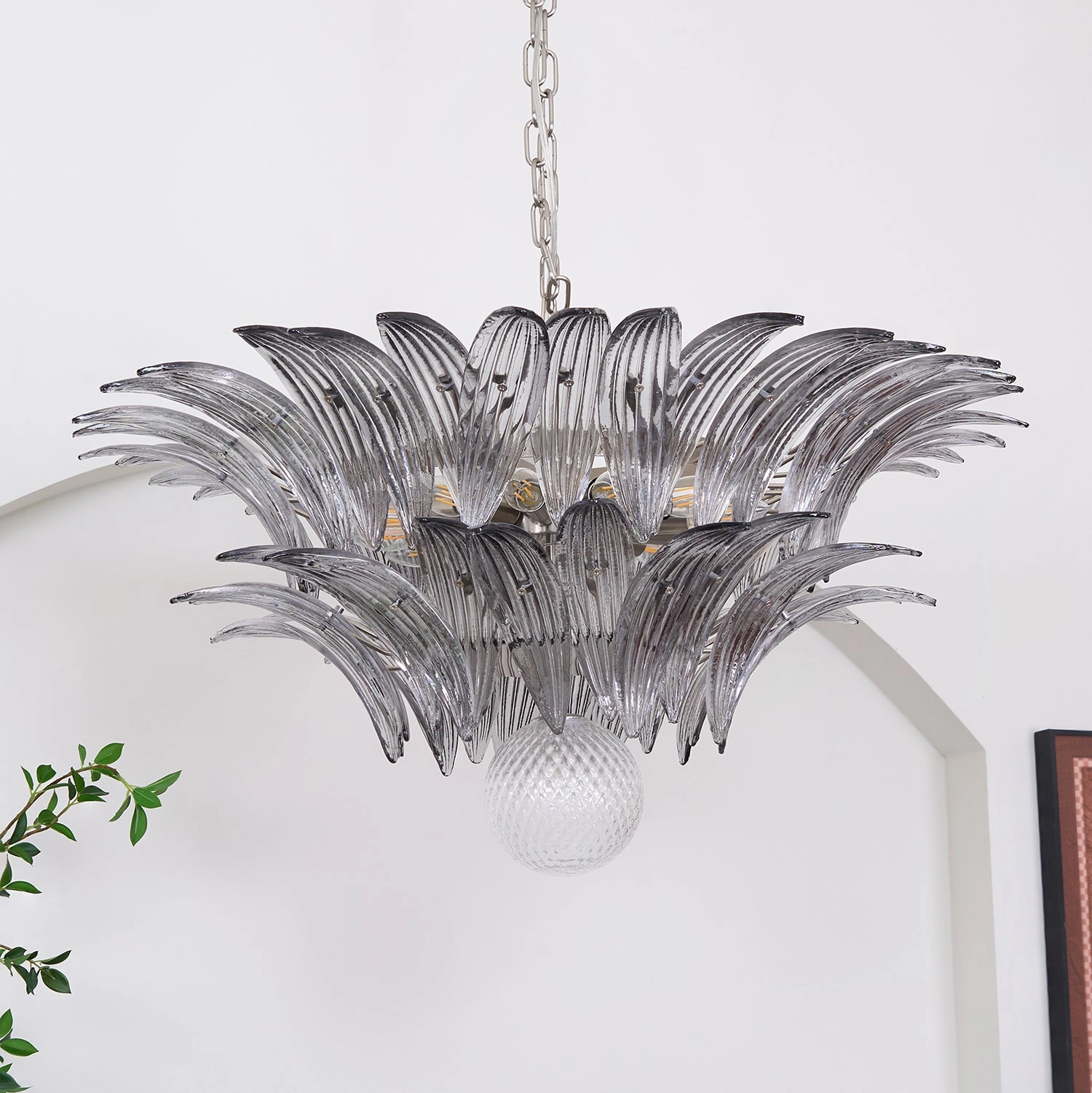 Murano Palmette Transparent Chandelier