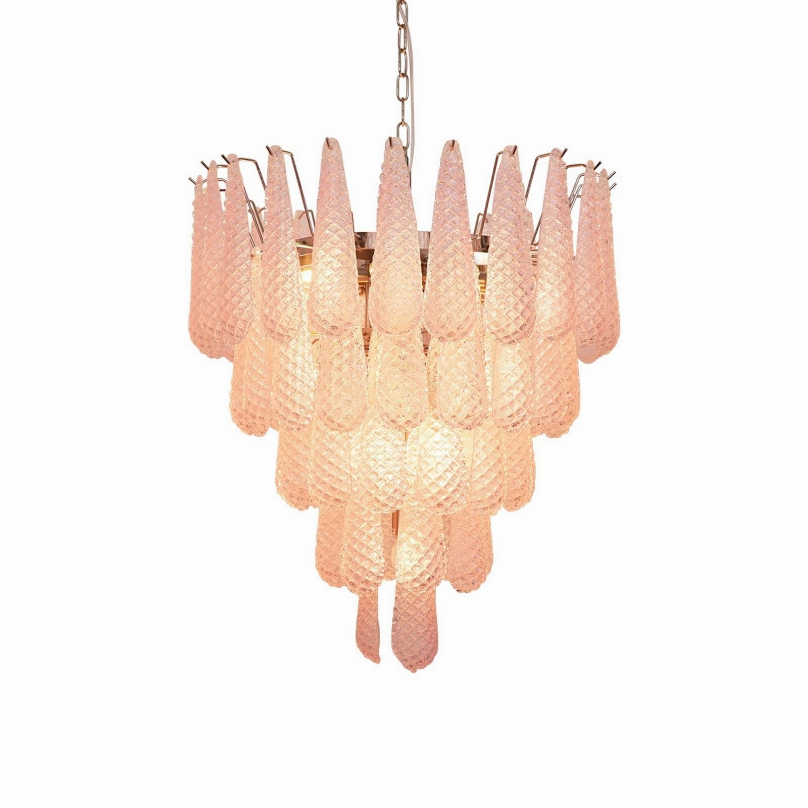 Murano Pink Glass Dewdrop Chandelier
