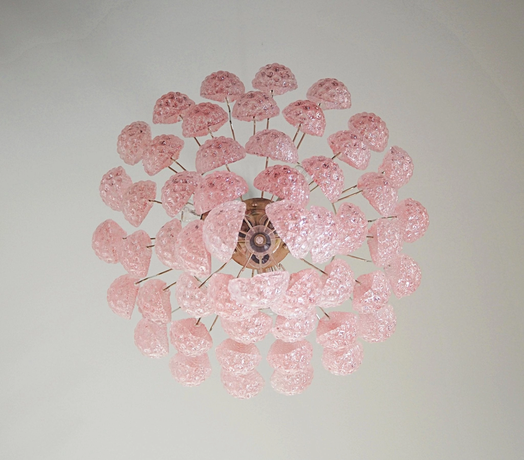 Murano Pink Glass Dewdrop Chandelier