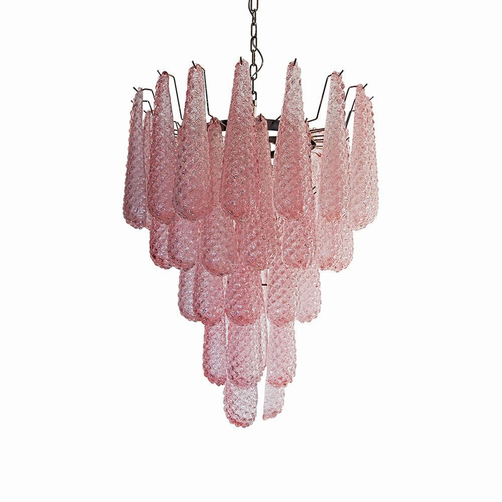 Murano Pink Glass Droplet Chandelier