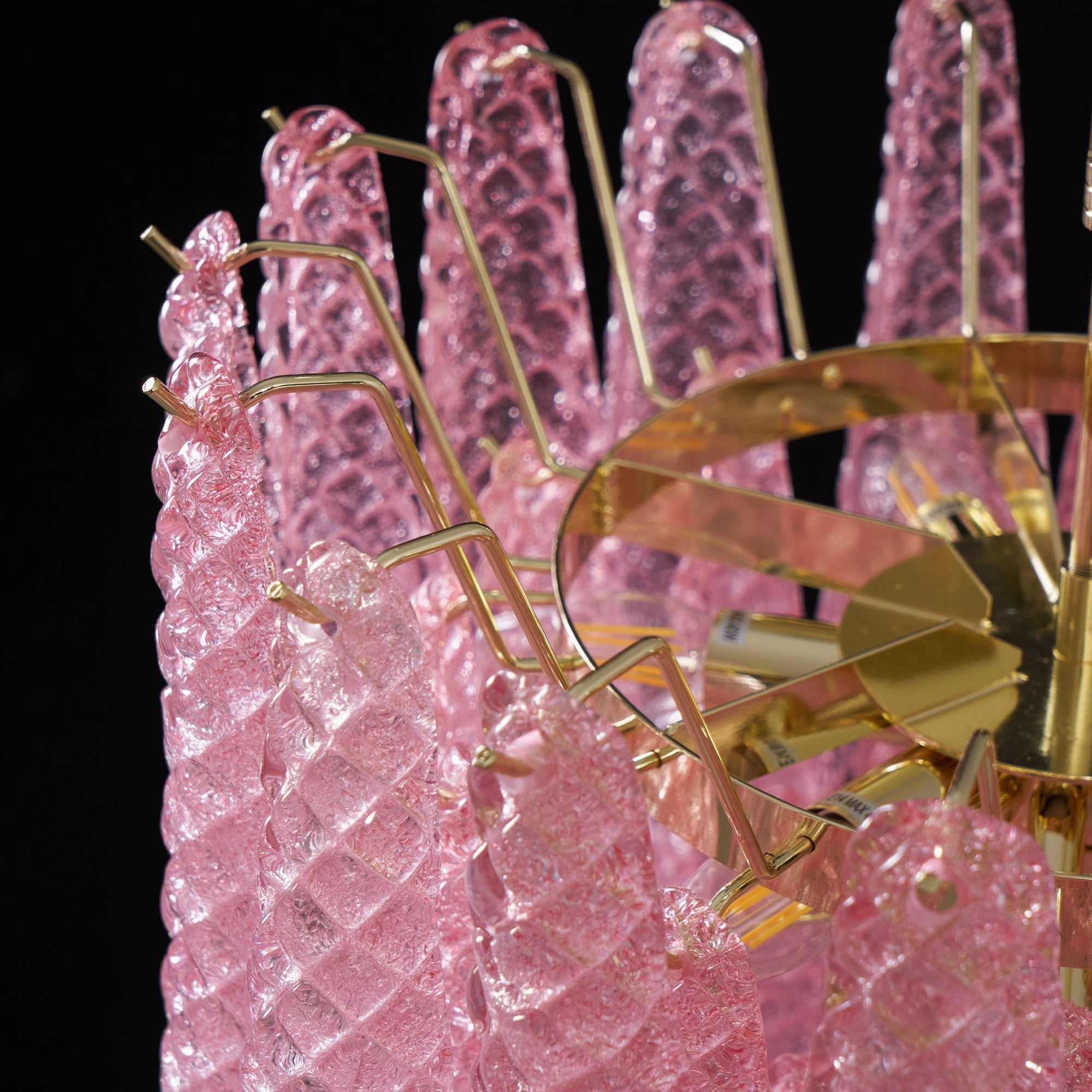 Murano Pink Glass Droplet Chandelier