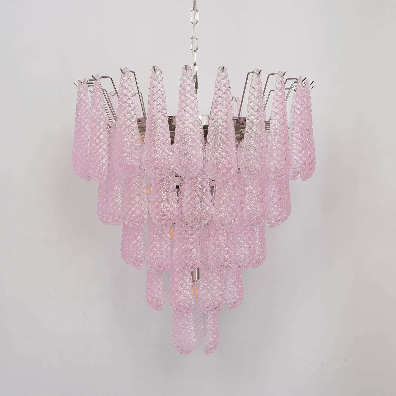 Murano Pink Glass Droplet Chandelier