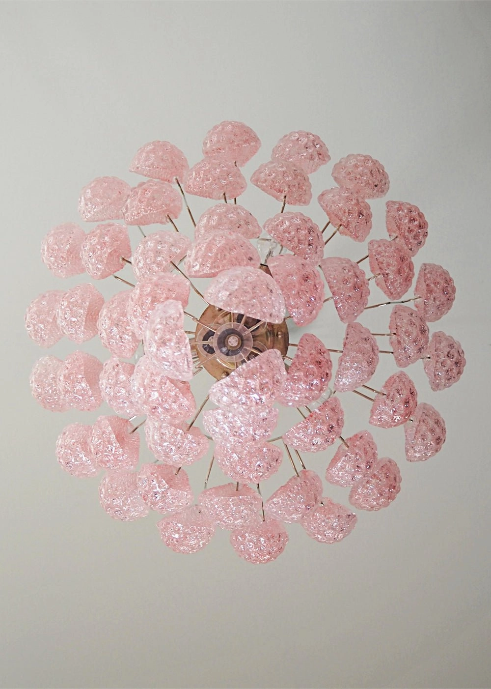 Murano Pink Glass Droplet Chandelier
