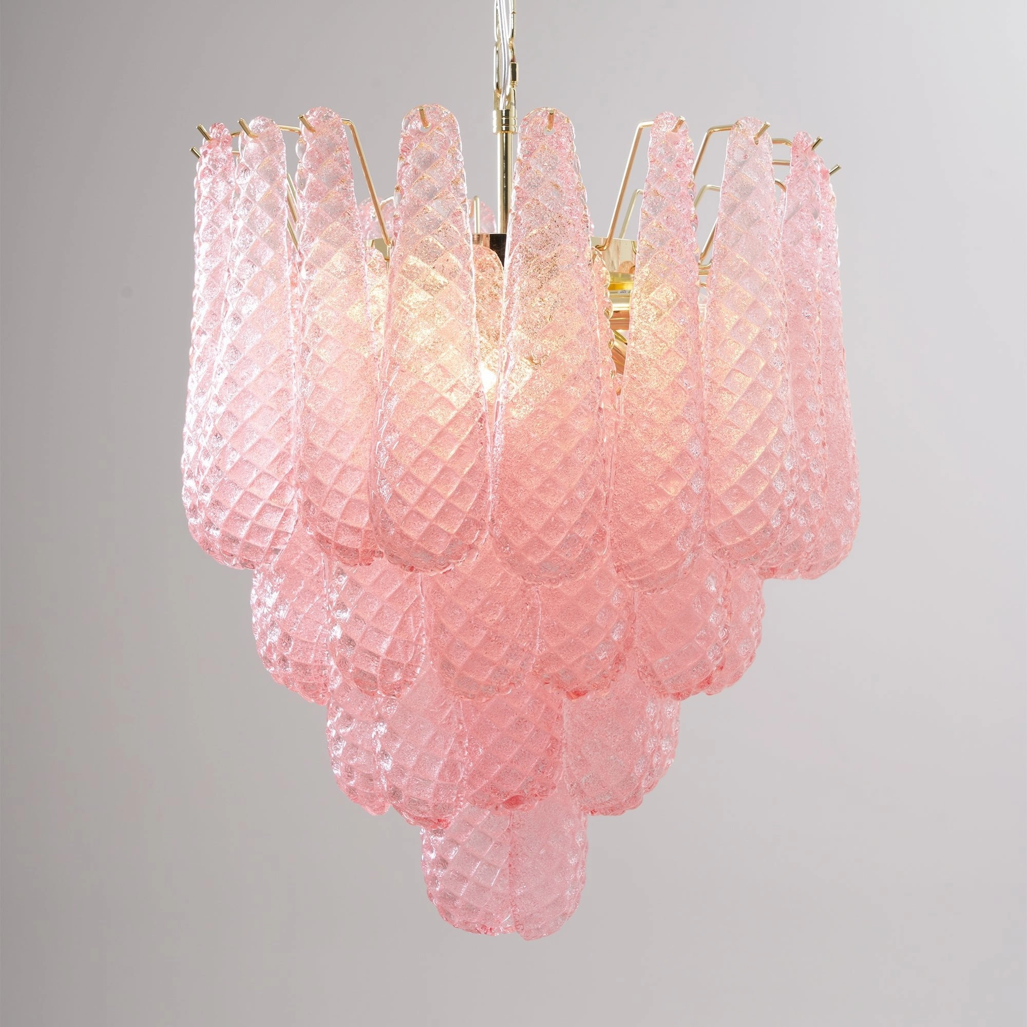 Murano Pink Glass Droplet Chandelier