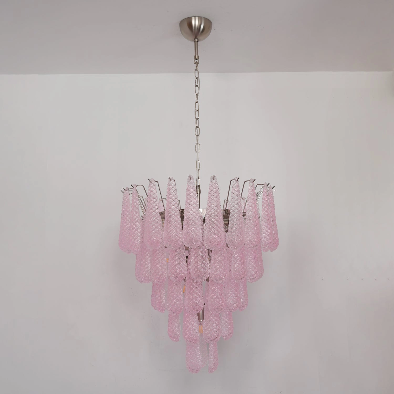Murano Pink Glass Droplet Chandelier