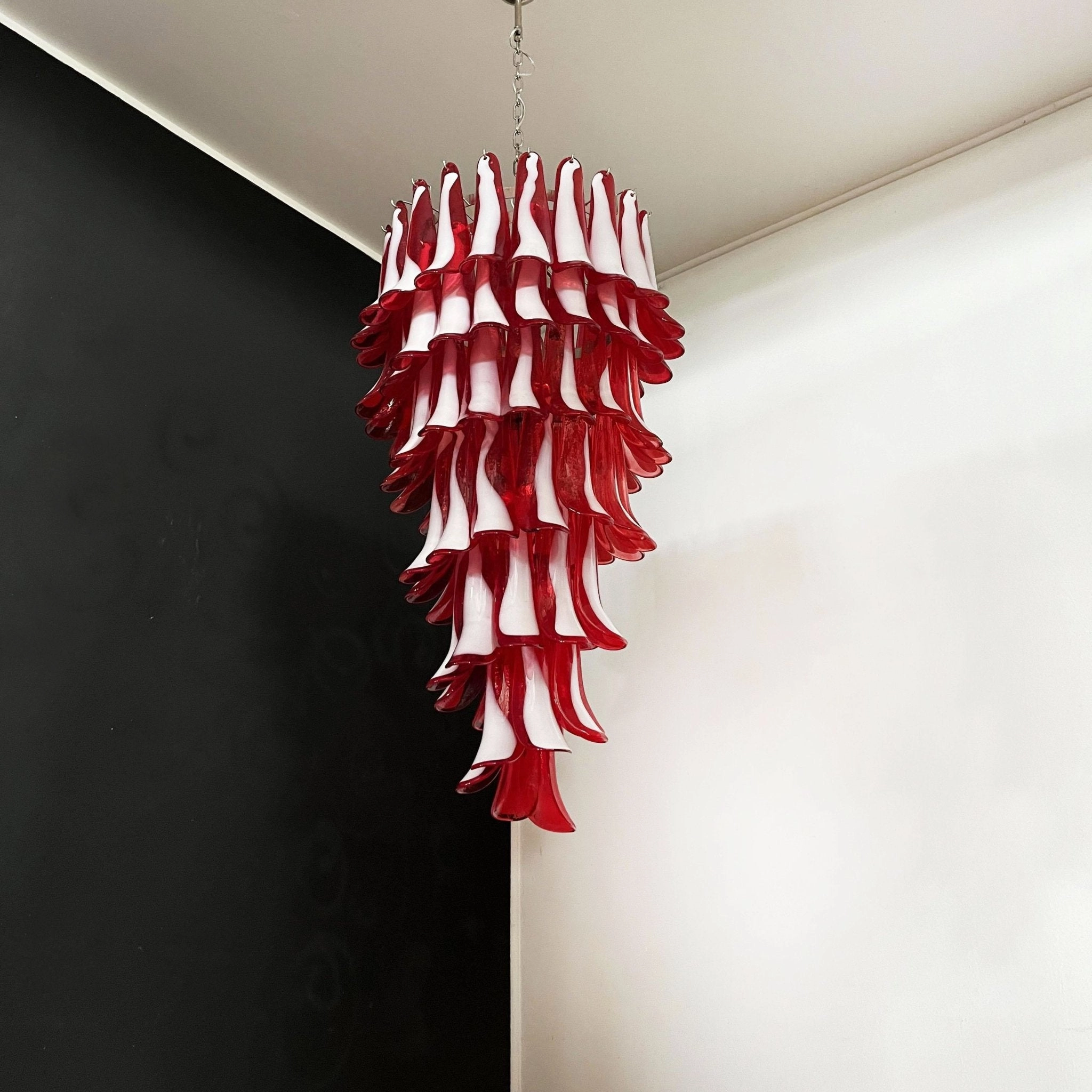 Murano Red Petals Spiral Chandelier