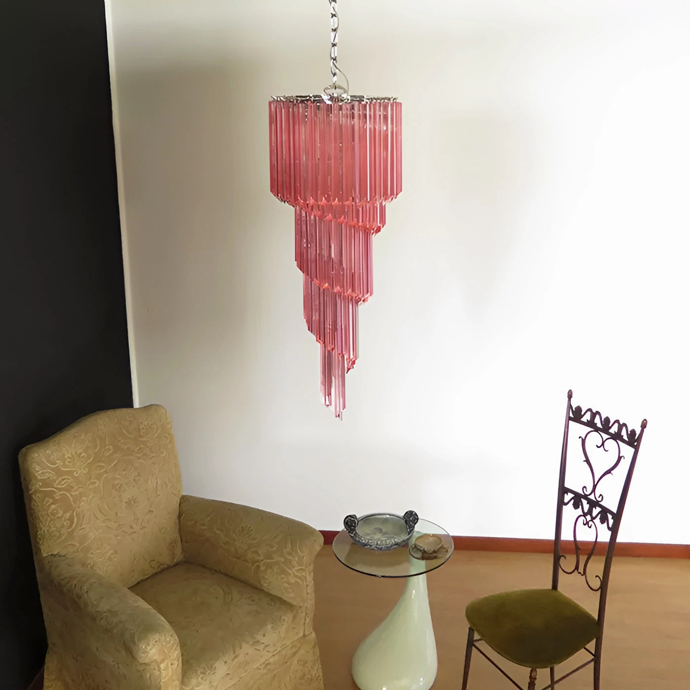 Murano Spiral Prism Glass Chandelier